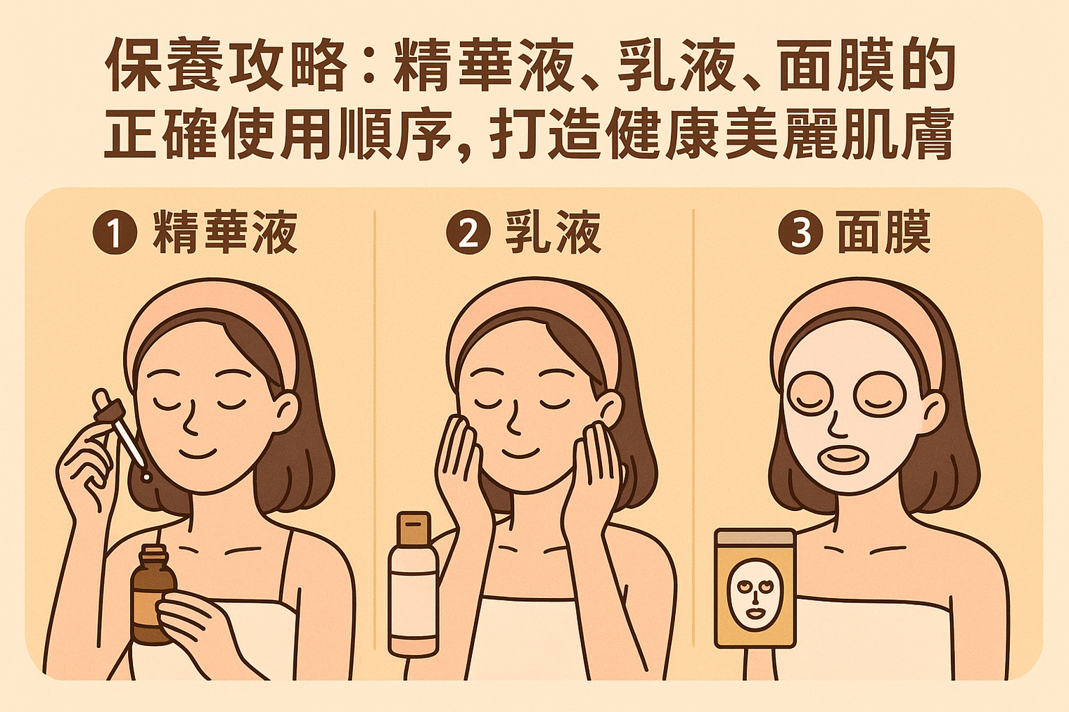 保養攻略:精華液、乳液、面膜的正確使用順序,打造健康美麗肌膚